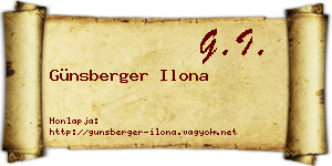 Günsberger Ilona névjegykártya